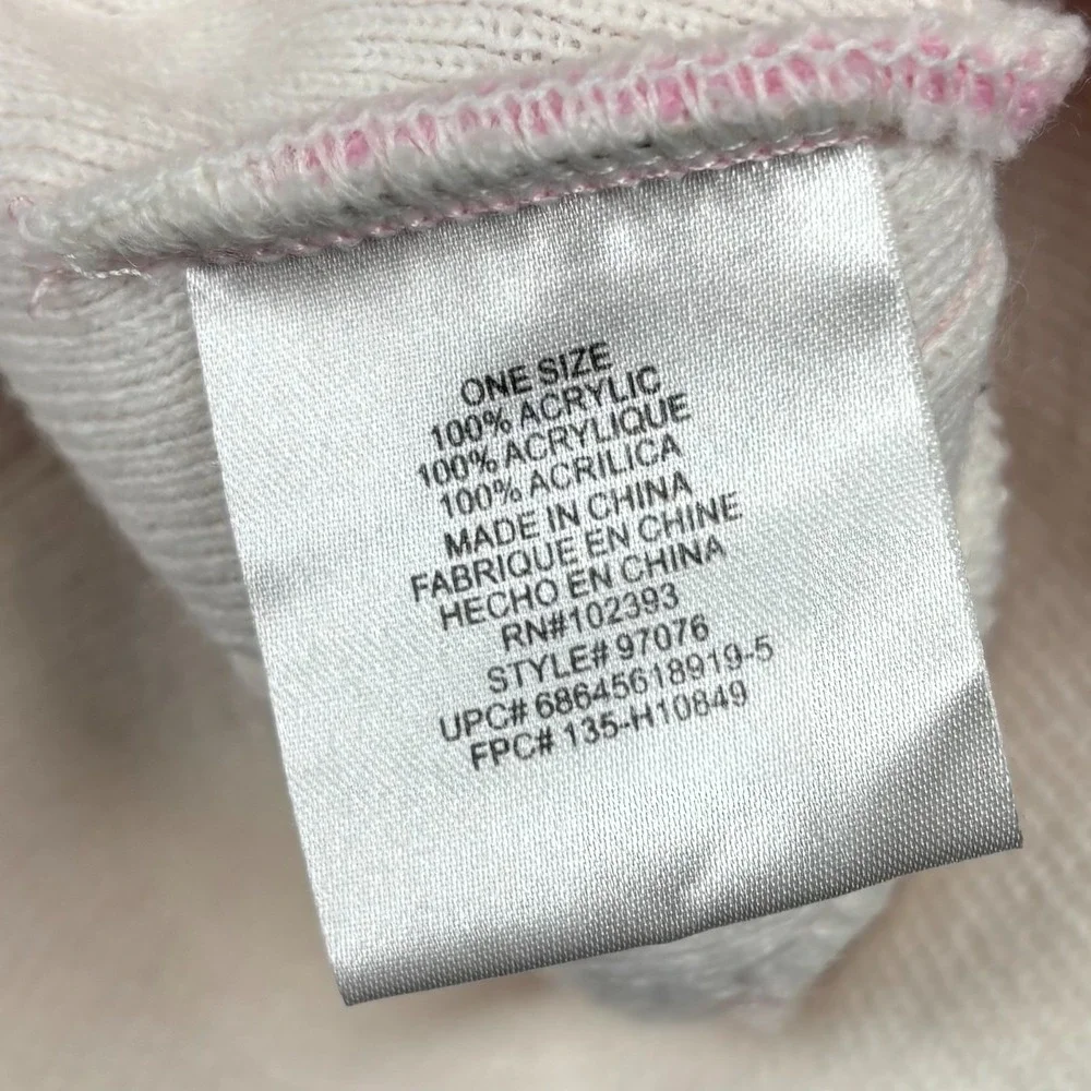 Vintage Nike Girls Beanie Pink White Striped Swoosh Knit Winter Hat Youth OS Y2K